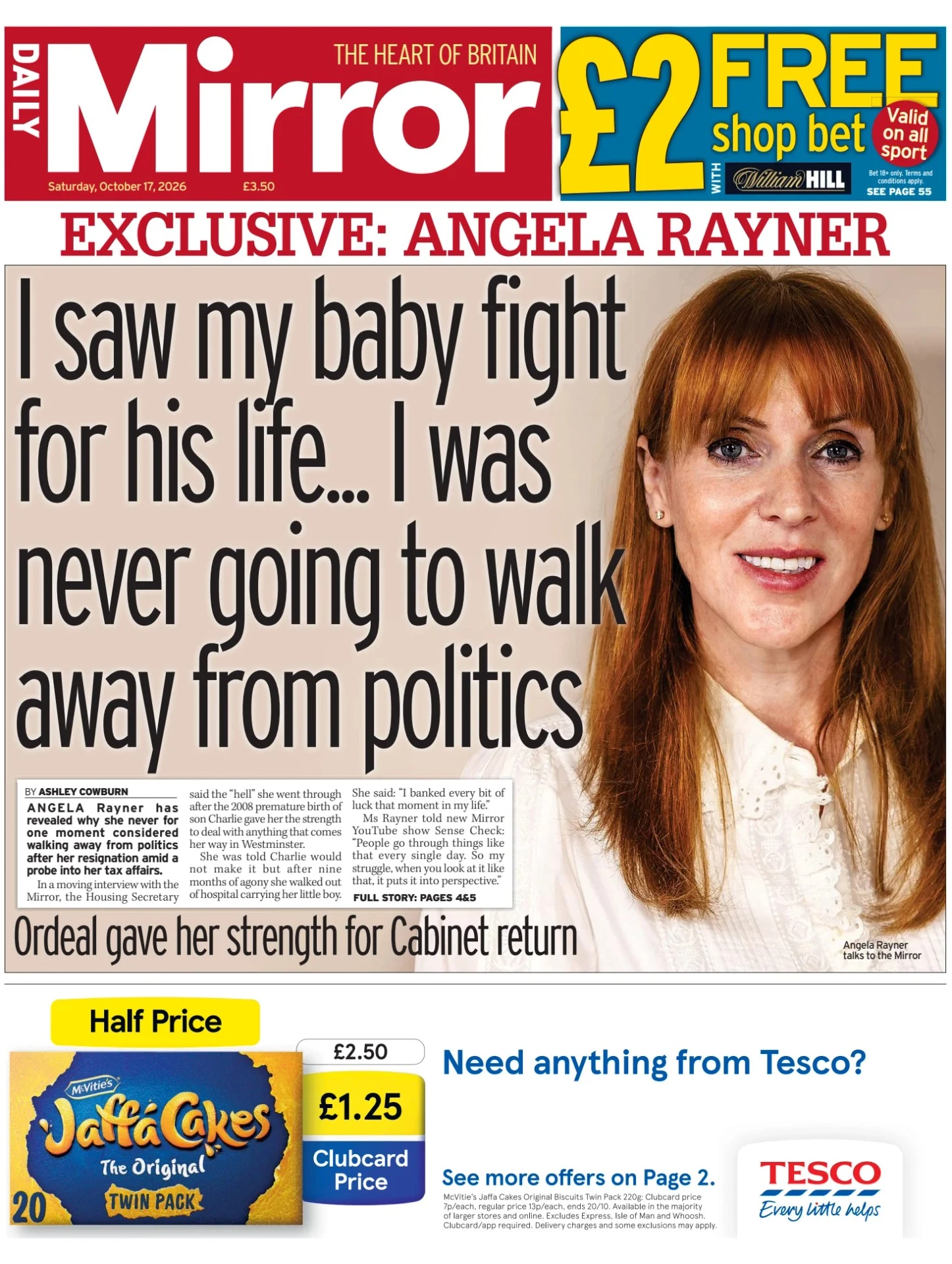 Prima-pagina-Daily Mirror-edizione-di-oggi-17-10-2026